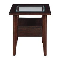 Blaire 1-Drawer Glass Top Storage End Table