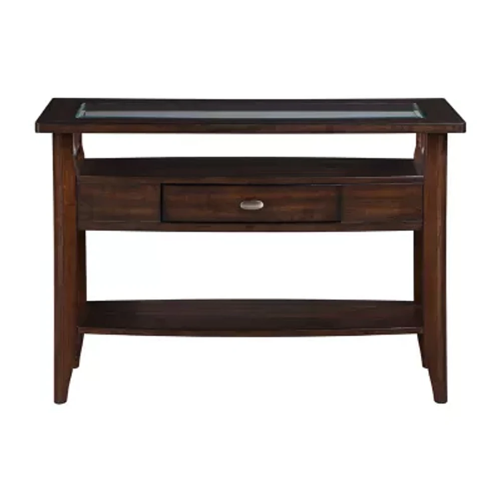 Blaire 1-Drawer Storage Glass Top Console Table