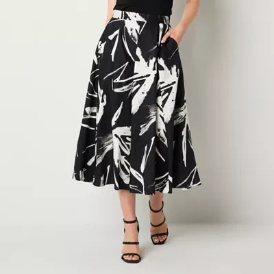 Worthington Womens Mid Rise Long Flared Skirt