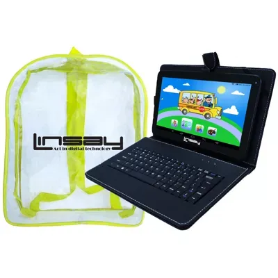 10.1" Quad Core 2GB RAM 32GB Storage Android 12 Tablet Bundle with Black Leather Keyboard and Backpack"