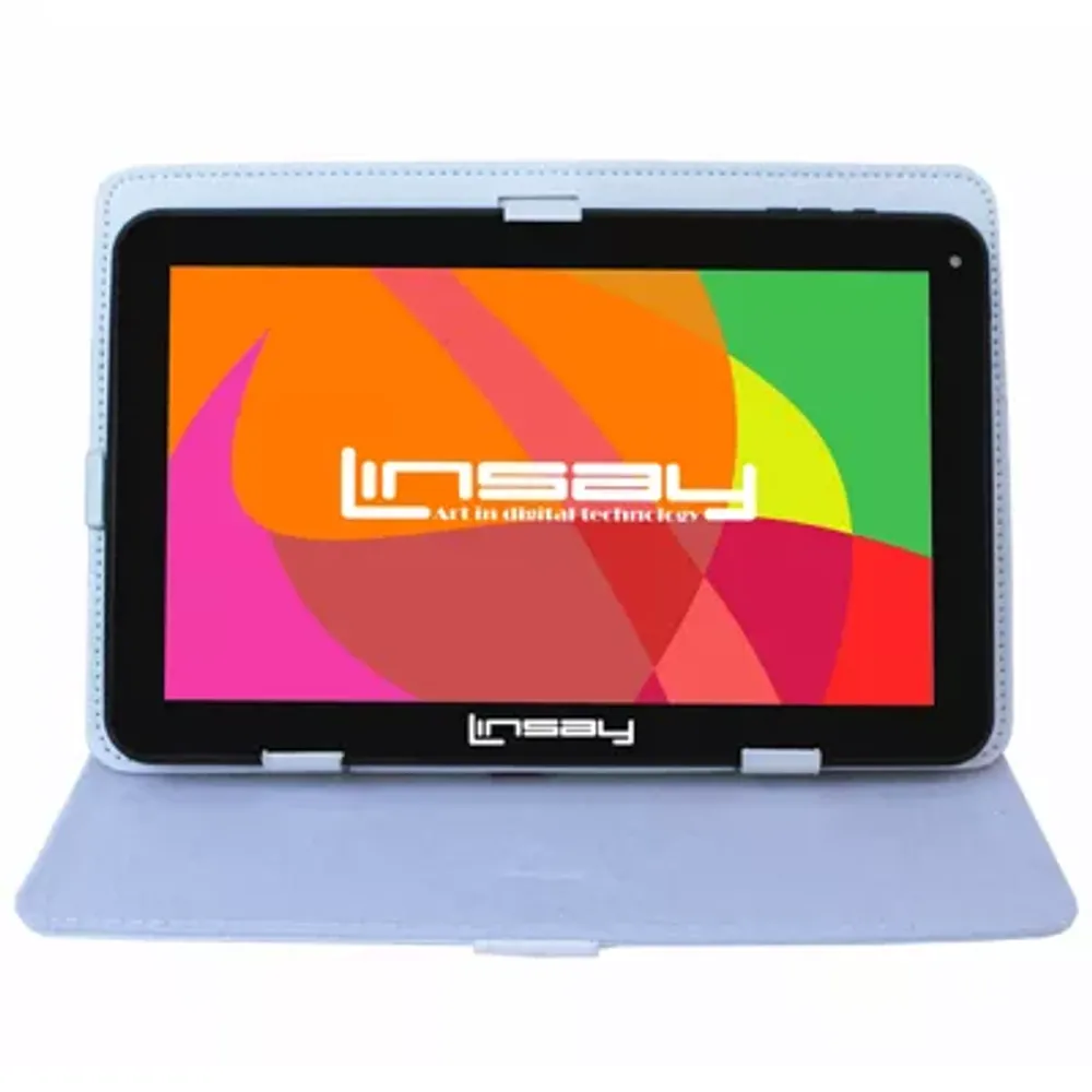 10.1" Quad Core 2GB RAM 32GB Storage Android 12 Tablet with White Leather Case"