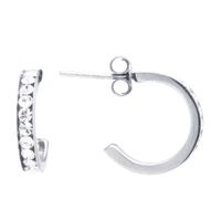 Silver Treasures Crystal Sterling Hoop Earrings