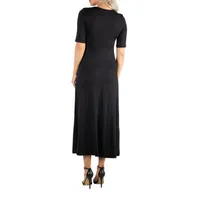 24/7 Comfort Apparel Casual Maxi Dress With Short Sleeves