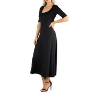 24/7 Comfort Apparel Casual Maxi Dress With Short Sleeves