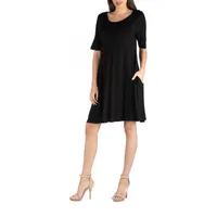 24/7 Comfort Apparel Soft Flare T-Shirt Dress With Pockets
