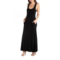 24/7 Comfort Apparel Scoop Neck Sleeveless Maxi Pocket Dress