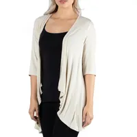 24/7 Comfort Apparel 3/4 Length Sleeve Open Cardigan