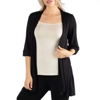 24/7 Comfort Apparel Open Front 3/4 Length Sleeve Cardigan