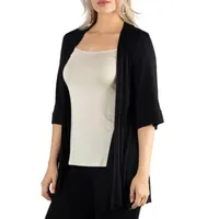 24/7 Comfort Apparel Open Front 3/4 Length Sleeve Cardigan