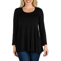 24/7 Comfort Apparel Long Sleeve Solid Flared Tunic Top