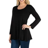 24/7 Comfort Apparel Long Sleeve Solid Flared Tunic Top