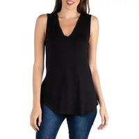 24/7 Comfort Apparel V Neck Tunic Tank Top with Round Hemline