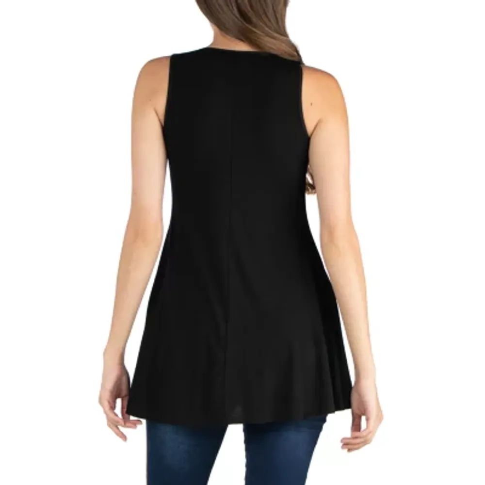 24/7 Comfort Apparel Scoop Neck Sleeveless Tunic Top