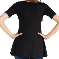 24/7 Comfort Apparel Short Sleeve Tunic Top with Buttons