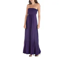 24/7 Comfort Apparel Strapless Empire Waist Maxi Dress