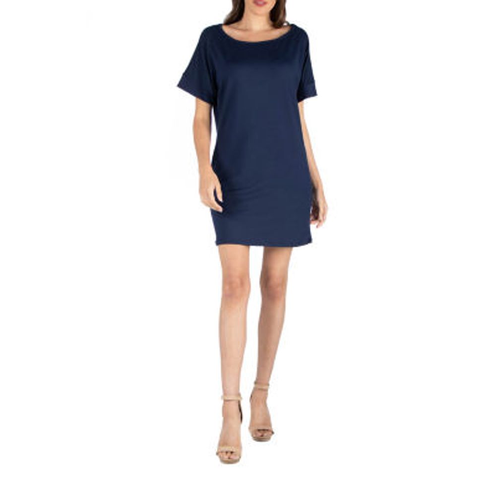 24/7 Comfort Apparel Loose Fit Boat Neck T-Shirt Dress