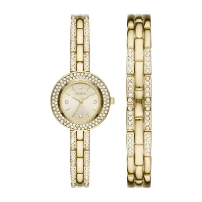 Geneva Womens Crystal Accent Gold Tone 2-pc. Watch Boxed Set Fmdjset062