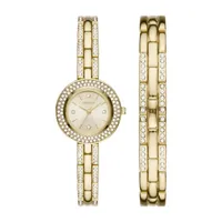 Geneva Womens Crystal Accent Gold Tone 2-pc. Watch Boxed Set Fmdjset062