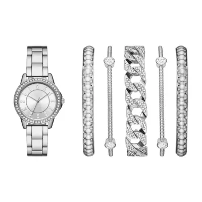 Ladies Womens Silver Tone 6-pc. Watch Boxed Set Fmdjset063