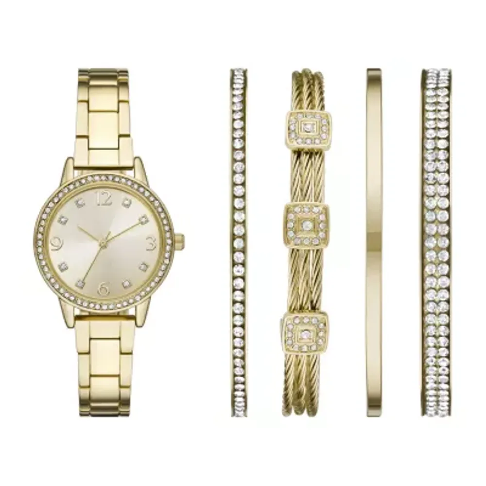 Ladies Womens Gold Tone 5-pc. Watch Boxed Set Fmdjset064