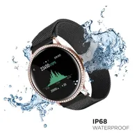 iTouch Sport 3 Special Edition for Women: Rose Gold Crystal Case with Black Mesh Strap Smartwatch (45mm) 500018R-51-C02