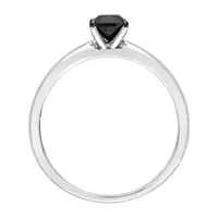 Midnight Black Womens 1/2 CT. T.W. Natural Diamond 14K White Gold Cushion Engagement Ring