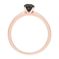 Midnight Black Womens 1/2 CT. T.W. Natural Diamond 14K Rose Gold Cushion Solitaire Engagement Ring