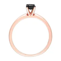 Midnight Black Womens 1/2 CT. T.W. Natural Diamond 14K Rose Gold Solitaire Engagement Ring