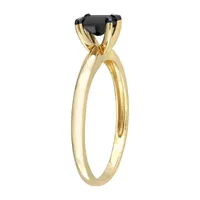 Midnight Black Womens 1/ CT. T.W. Natural Diamond 14K Gold Solitaire Engagement Ring