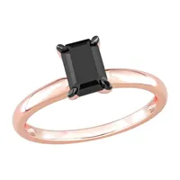 Midnight Black Womens 1 CT. T.W. Natural Diamond 14K Rose Gold Solitaire Engagement Ring