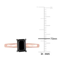 Midnight Black Womens 1 CT. Natural Diamond 14K Rose Gold Solitaire Engagement Ring