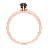 Midnight Black Womens 1/2 CT. T.W. Natural Diamond 14K Rose Gold Pear Solitaire Engagement Ring