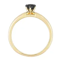 Midnight Black Womens 1/ CT. T.W. Natural Diamond 14K Gold Pear Solitaire Engagement Ring