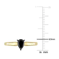 Midnight Black Womens 1/ CT. T.W. Natural Diamond 14K Gold Pear Solitaire Engagement Ring