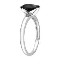 Midnight Black Womens 1 CT. Natural Diamond 14K White Gold Pear Solitaire Engagement Ring