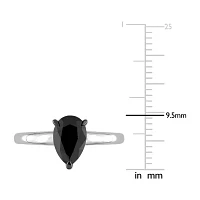 Midnight Black Womens 1 CT. Natural Diamond 14K White Gold Pear Solitaire Engagement Ring