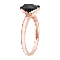 Midnight Black Womens 1 CT. Natural Diamond 14K Rose Gold Pear Solitaire Engagement Ring