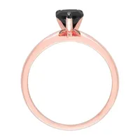 Midnight Black Womens 1 CT. Natural Diamond 14K Rose Gold Pear Solitaire Engagement Ring