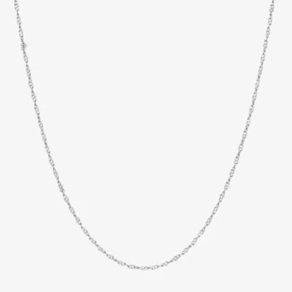 14K White Gold 1.2mm 16-24" Twisted Singapore Chain Necklace