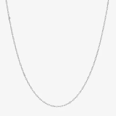 14K White Gold 1.2mm 16-24" Twisted Singapore Chain Necklace 