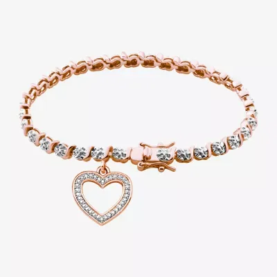 Sparkle Allure Diamond Accent Bronze 7.25 Inch Heart Tennis Bracelet
