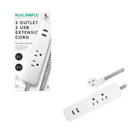 Real Simple 2 USB/2 Outlet 5 Foot Extension Cord