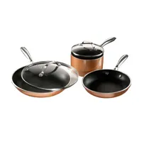 Gotham Steel Copper Cast Textured 5 Piece Nonstick Cookware Set