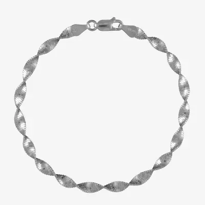 Made in Italy Sterling Silver 8 Inch Solid Herringbone Chain Bracelet