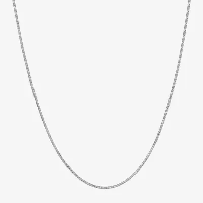 Made Italy Sterling Silver Solid Box Chain Necklace