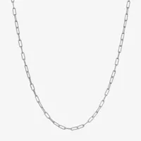 Made in Italy Sterling Silver Inch Solid Paperclip Paperclip Chain Necklace