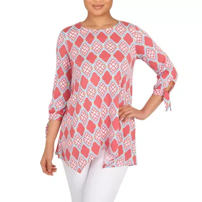 Larky Lark Plus Womens Round Neck 3/4 Sleeve Tunic Top