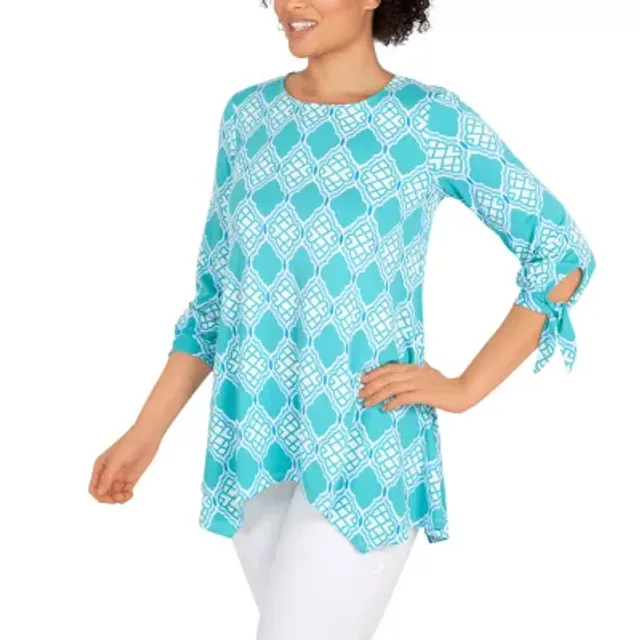 Larky Lark Plus Womens Round Neck 3/4 Sleeve Tunic Top