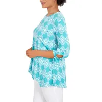 Larky Lark Plus Womens Round Neck 3/4 Sleeve Tunic Top