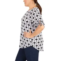 Larky Lark Plus Womens Round Neck 3/4 Sleeve Tunic Top